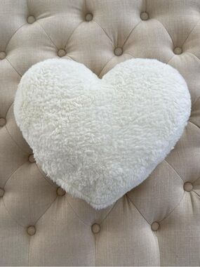 Plush Heart Throw Pillow in Cream